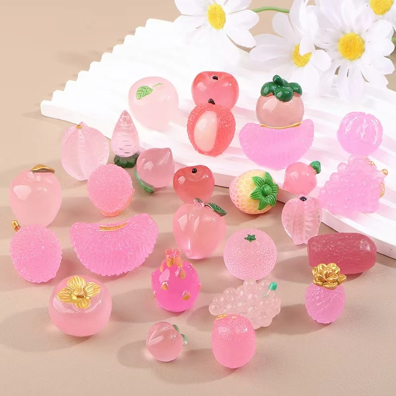 奶油胶配件树脂水果实色透明夜光西瓜苹果草莓惊喜盲袋潮玩摆件