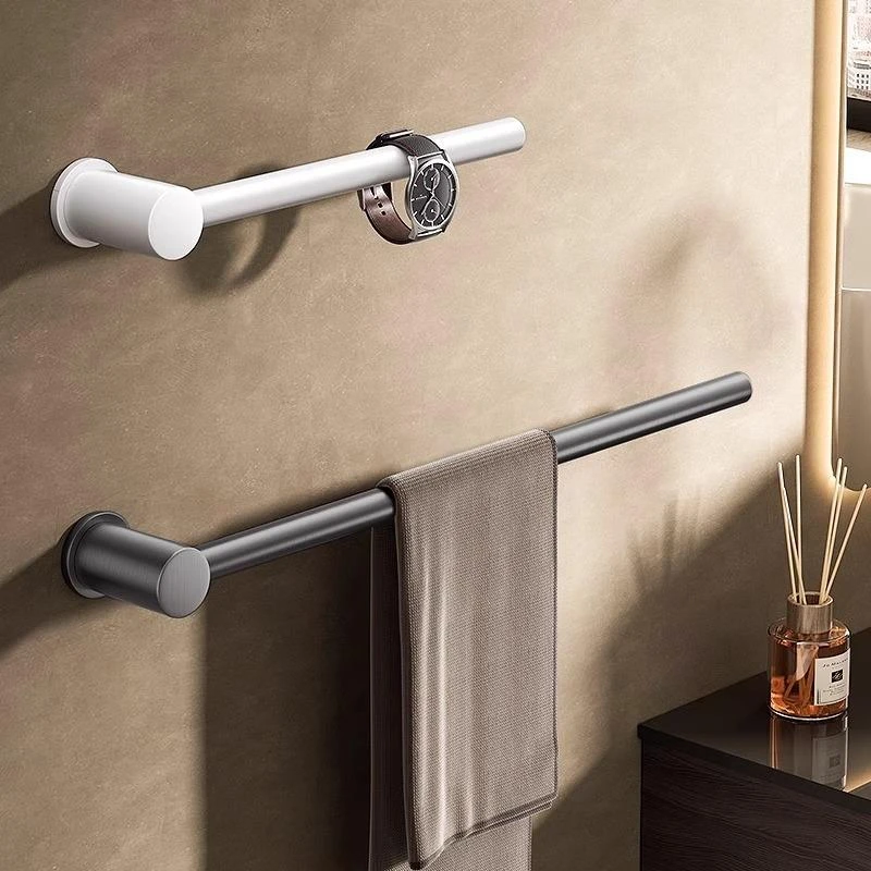高端卫生间单杆毛巾架免打孔浴巾架浴室太空铝毛巾杆极简毛巾挂杆