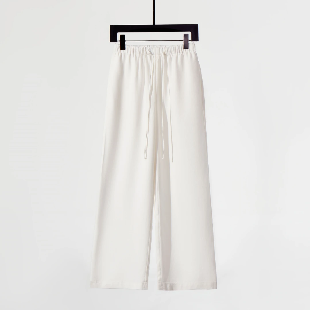 夏季白色宽松直筒阔腿裤女慵懒松弛感休闲裤1326