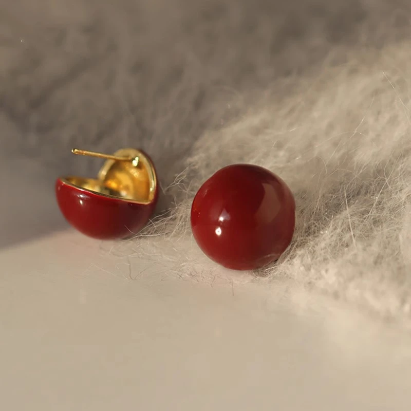 合金耳饰 Y92百搭高颜值滴油爱心耳环精致高级感几何设计耳饰8179