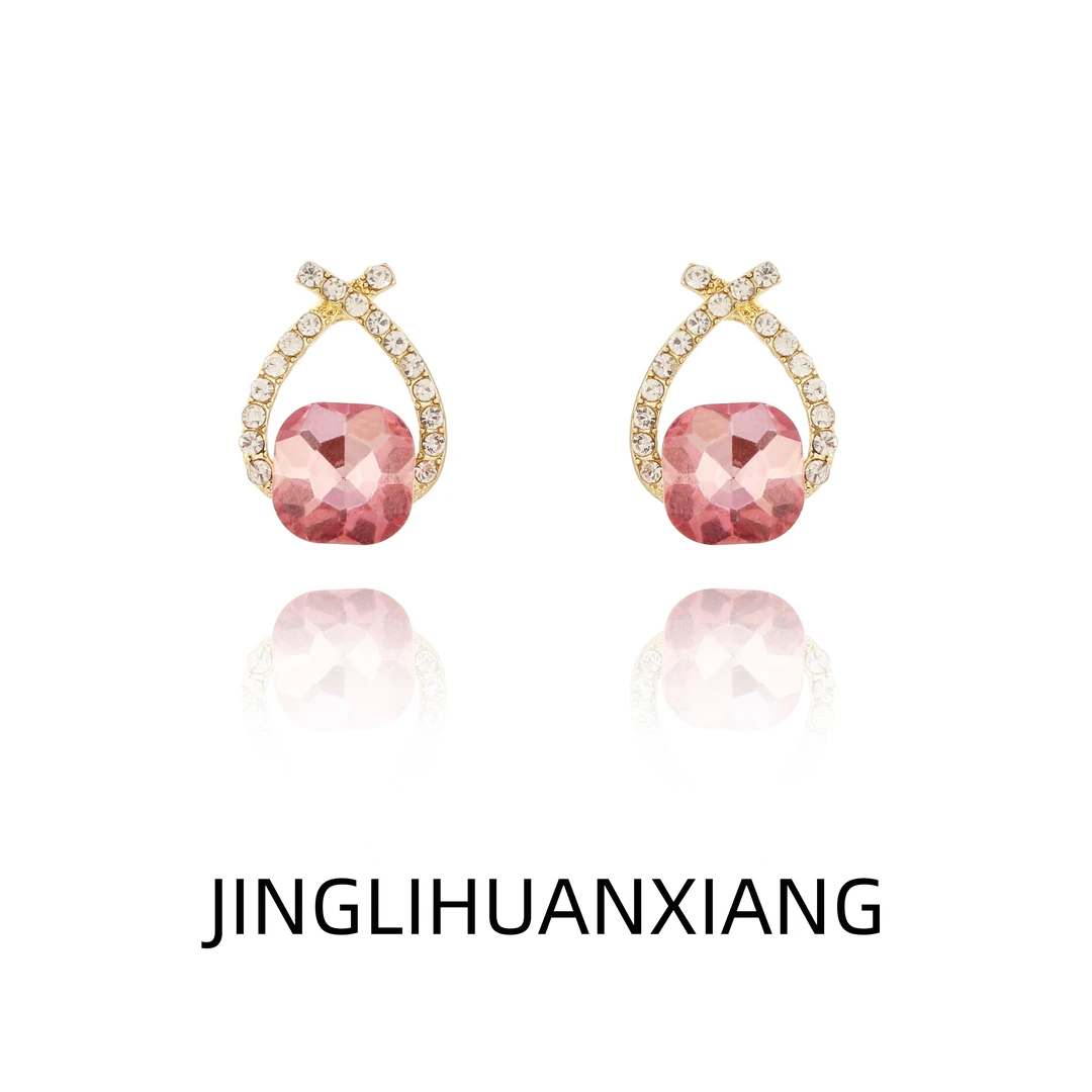 合金耳饰 c-1382交叉耳钉百搭耳环女小众设计高级感轻奢气质耳饰