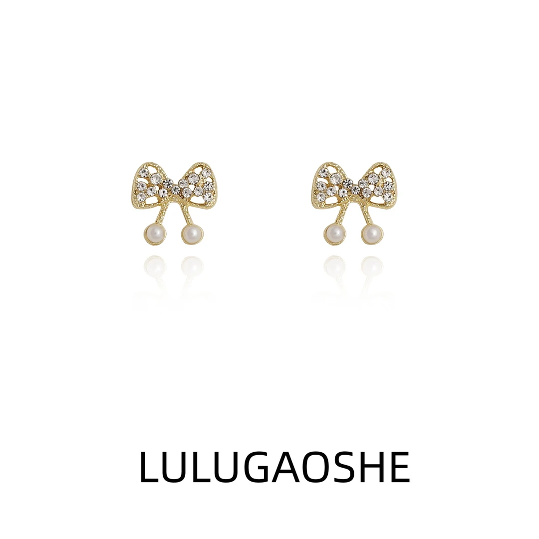 合金耳饰 76号c-866蝴蝶结耳钉轻奢小众精致耳环百搭高级感简约