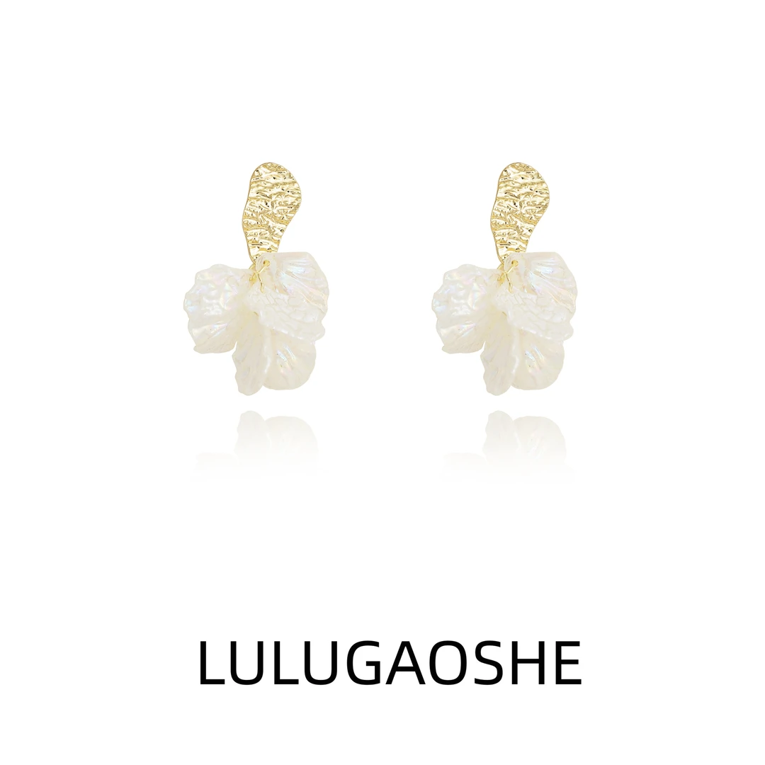 合金硅胶耳饰 c-1569唯美新中式配饰耳环气质白色轻奢时尚法式