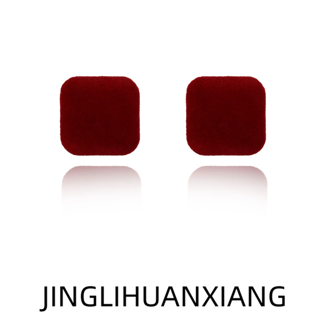 合金耳饰 c-834简约方块红色丝绒秋冬耳饰高级感大脸适合的耳环女