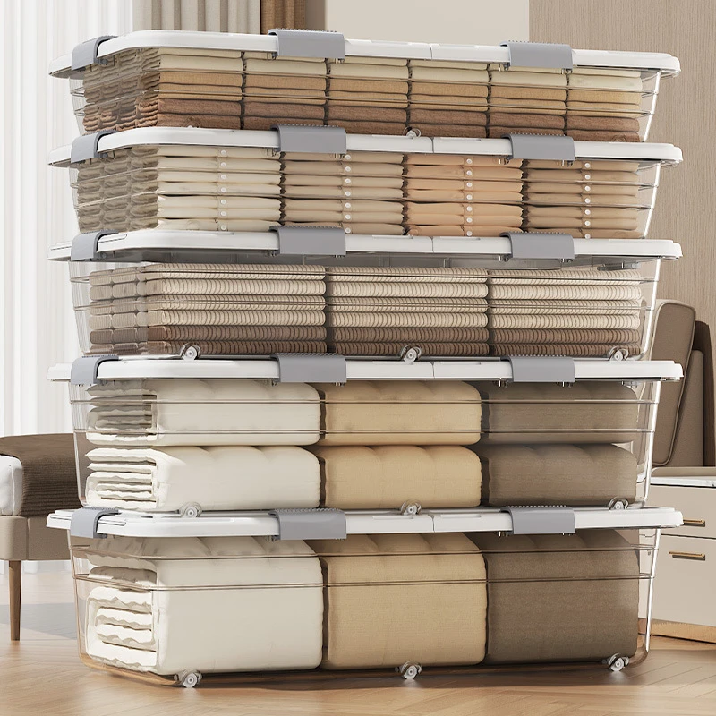 床底收纳箱透明塑料箱滑轮收纳盒衣物整理箱沙发床下收纳箱床底箱