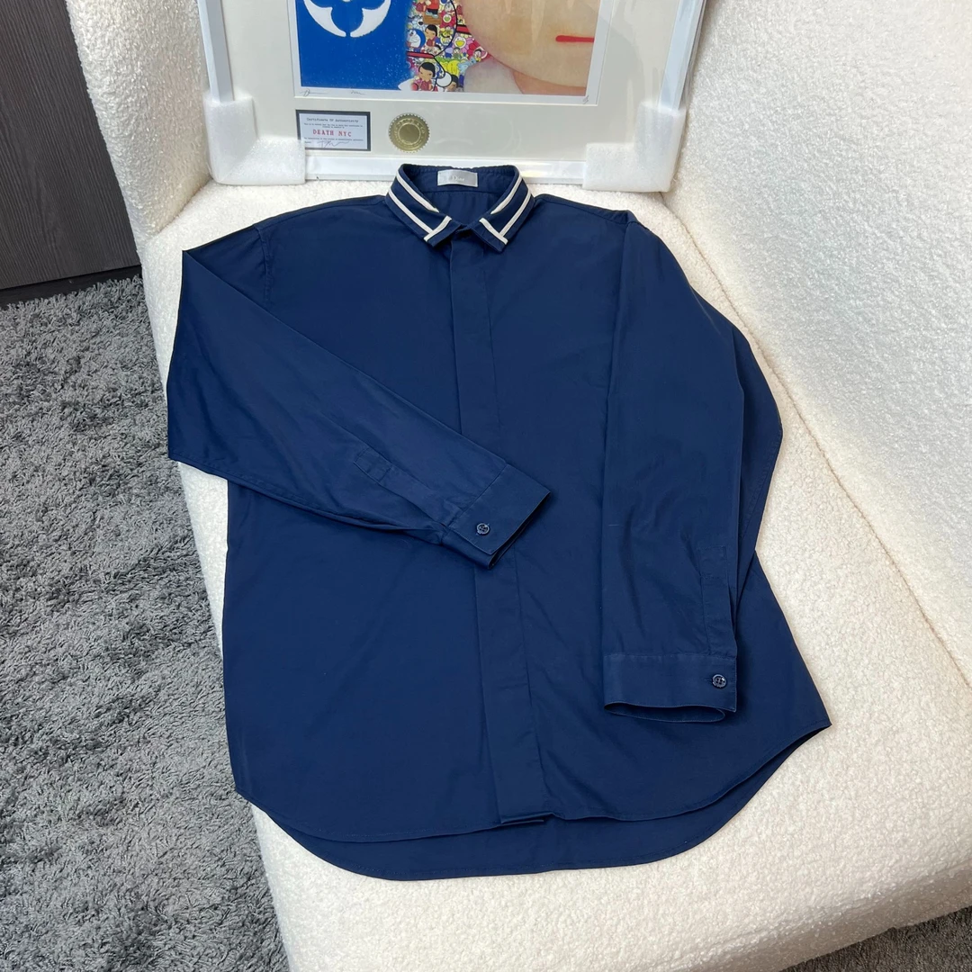 迪奥/10782/37码/藏青色单排扣休闲衬衫/95新/工价8060