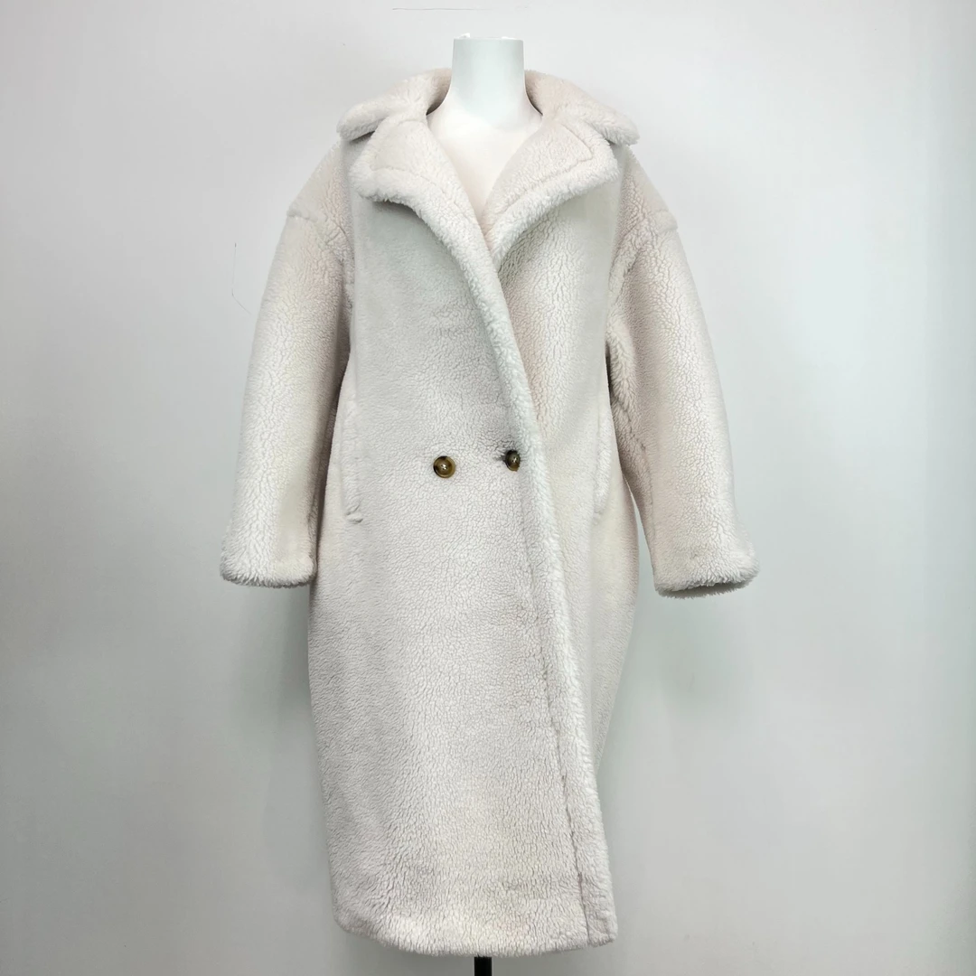 Max mara/241024/纯色翻领长款泰迪大衣/95新/工价27283