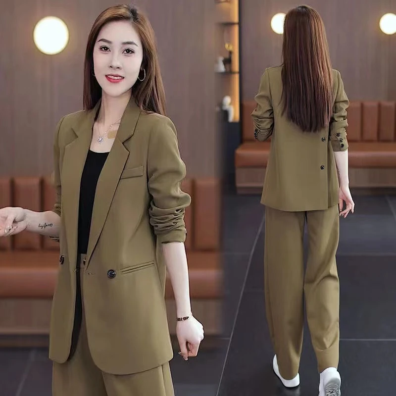 时尚洋气小西装女套装休闲春季减龄网红阔腿裤两件套职业装气质女