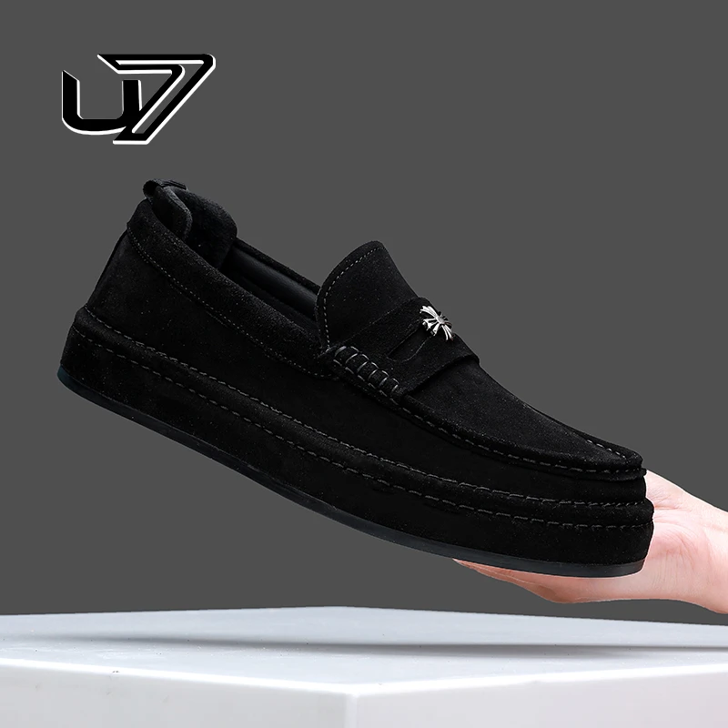 U7正品男鞋  新款磨砂牛皮时尚休闲鞋（1818122）