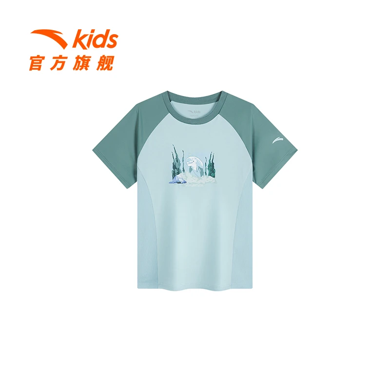 安踏儿童男小童针织短袖衫新舒适亲肤防晒速干百搭短袖