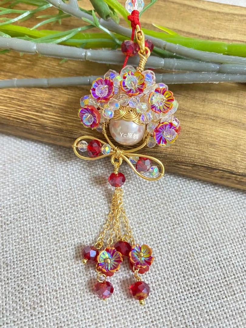 铜合金吊坠 国粹国潮古风手工原创刀马旦双面手机挂坠46