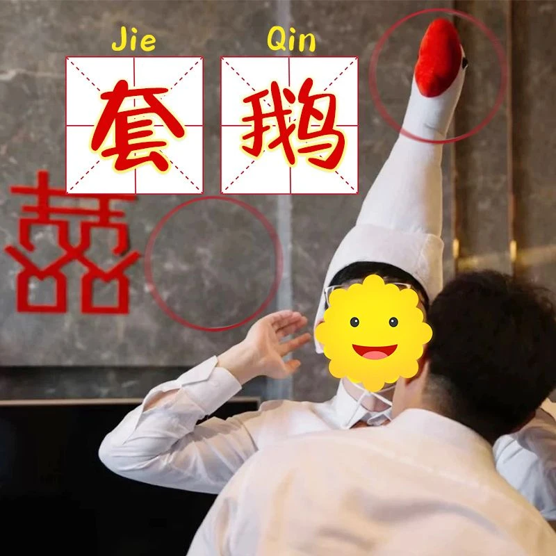 接亲红色套圈游戏大鹅头套圈游戏结婚堵门整蛊新郎道具创意婚搞笑