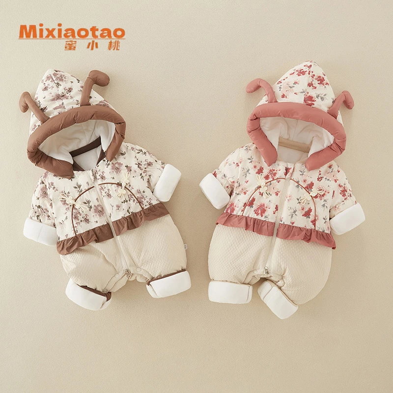 天使的翅膀 薄棉夹棉保暖闭档连体哈衣宝宝婴儿幼儿