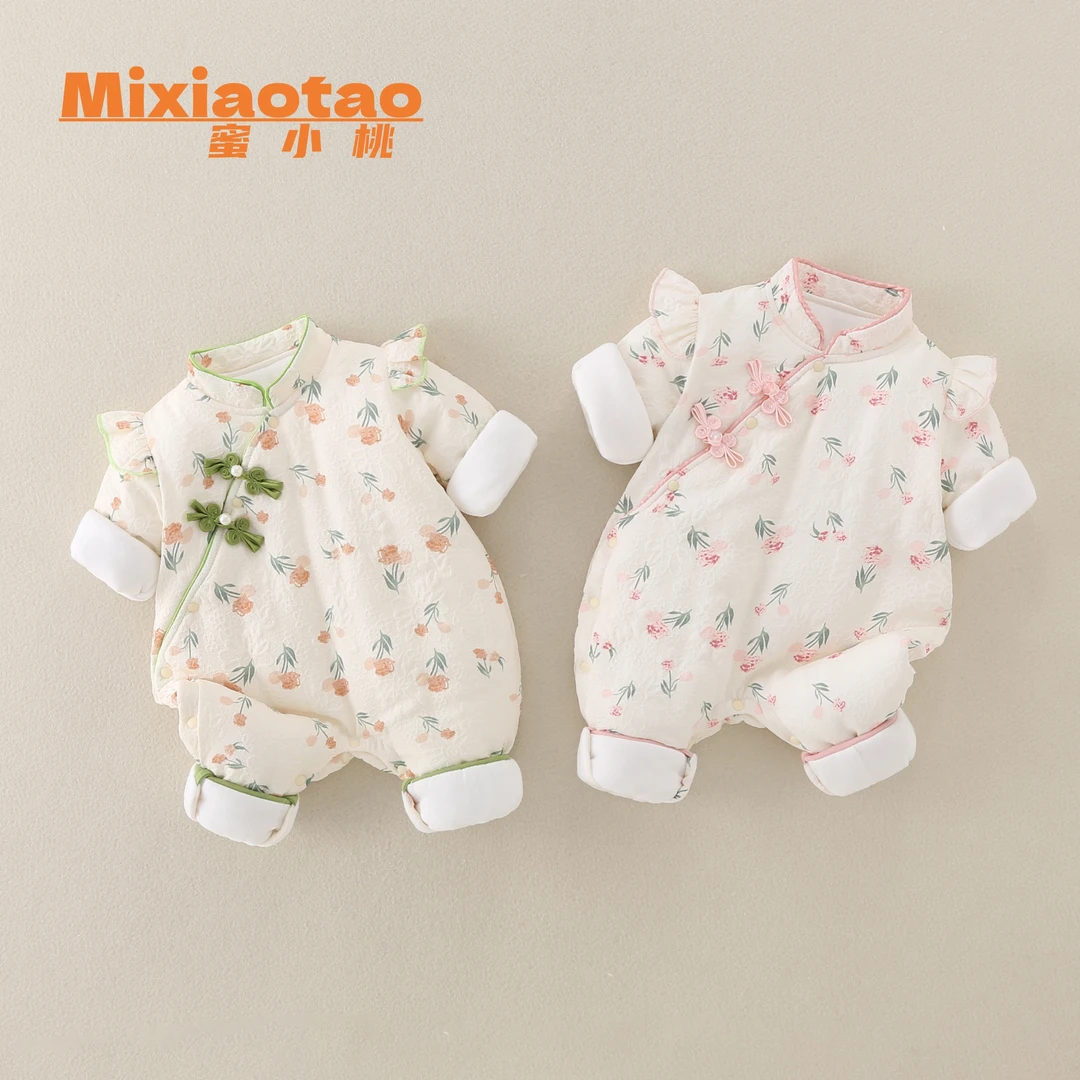 2陌上花 120克秋冬款旗袍碎花女童长袖幼儿婴儿新生儿女宝婴童