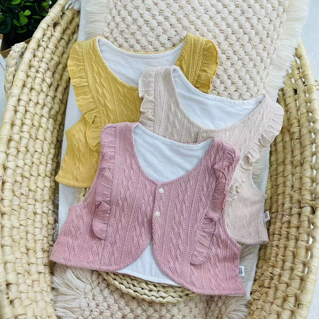 秋款双层百搭小针织开衫上衣时尚外出洋气可爱小童宝宝婴童马甲