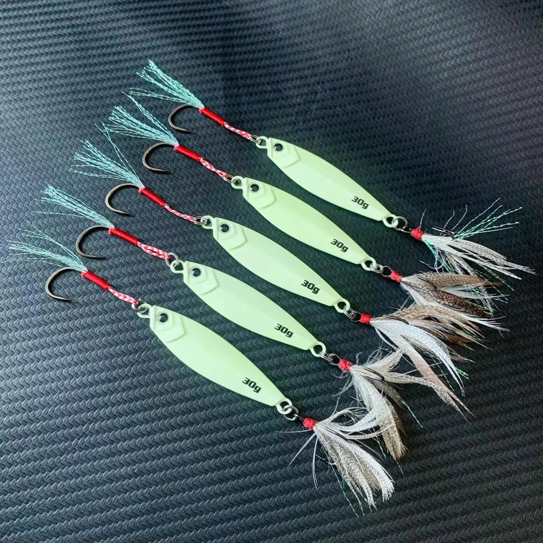 巨鲈 全夜光飘落铁板路亚饵鲅鱼刀鱼铁板 路亚饵高亮度夜光路亚饵