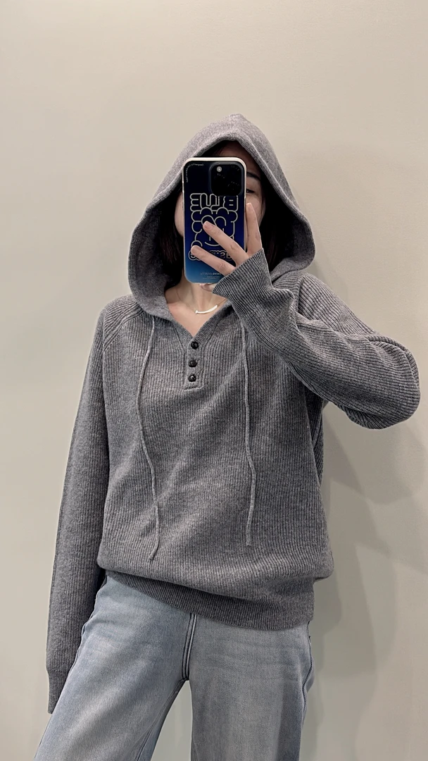 8091欧版帽衫)2024秋冬季高品质百搭纯色羊毛帽衫