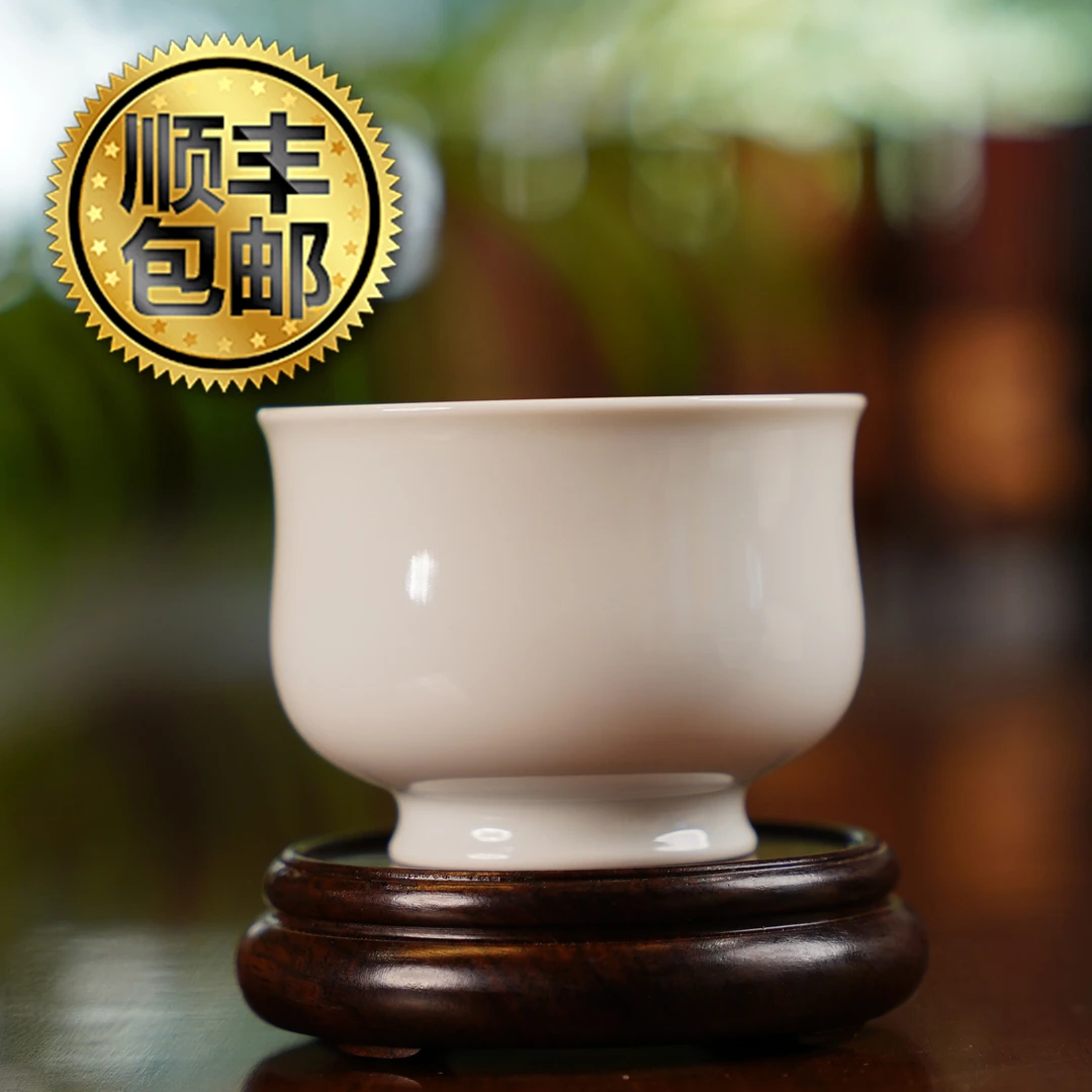 正德御窑刘建锋窑白胎炉式杯茶杯陶瓷中式盖碗喝茶茶具品茗纯手工