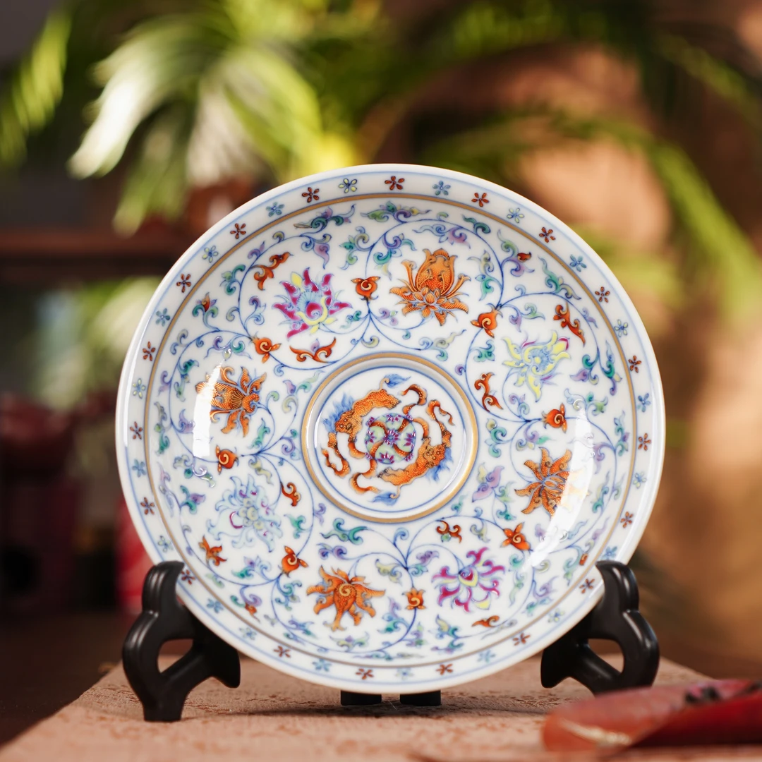 正德御窑刘建锋窑斗彩茶盘壶承喝茶品茗饮茶手绘陶瓷手工景德镇