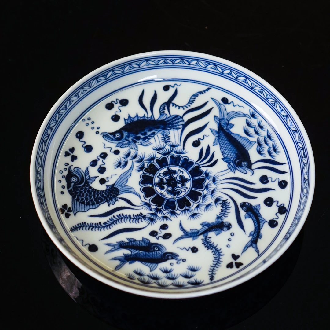 群鱼直口大壶承  茶具茶杯纯手绘手工陶瓷  NH3079