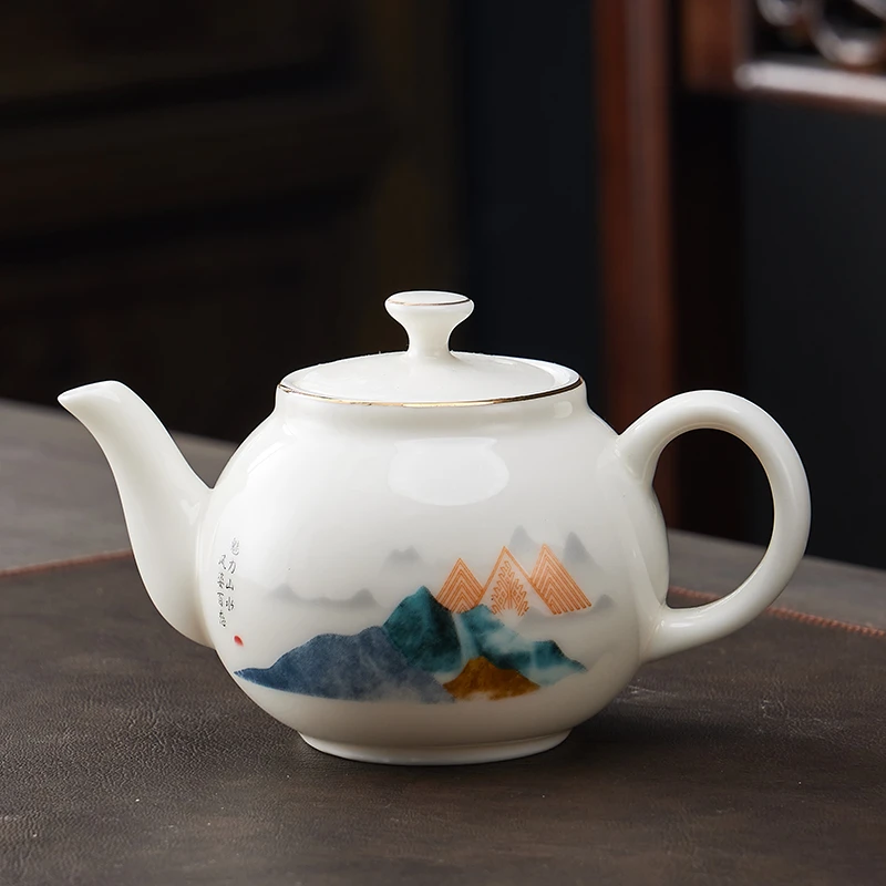 羊脂玉白瓷壶陶瓷茶壶单茶壶侧把壶西施壶