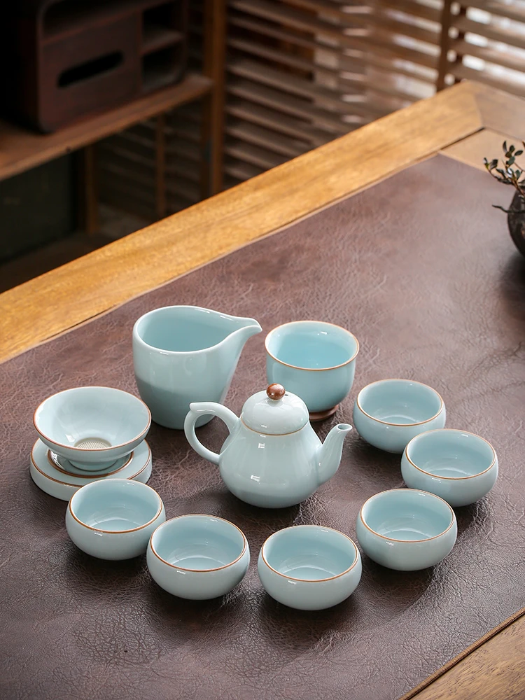 晟翔陶瓷茶具套装家用简约创意高档窑变可开片茶壶主人杯11件套装