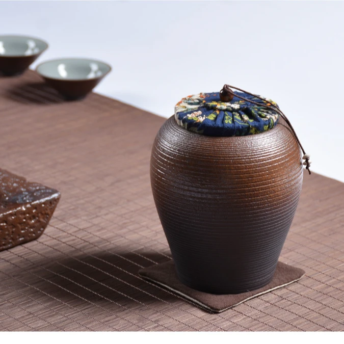 晨翔陶瓷茶叶罐复古粗陶大号密封存储茶叶盒醒茶普洱密封瓘储茶瓘