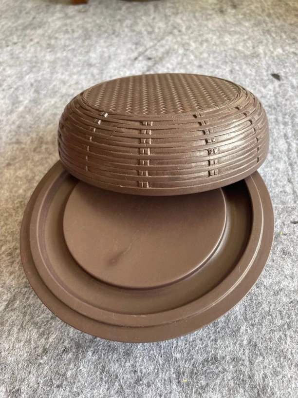 宋坑一片红竹篮子砚台墨海可用可赏12.5/7.cm