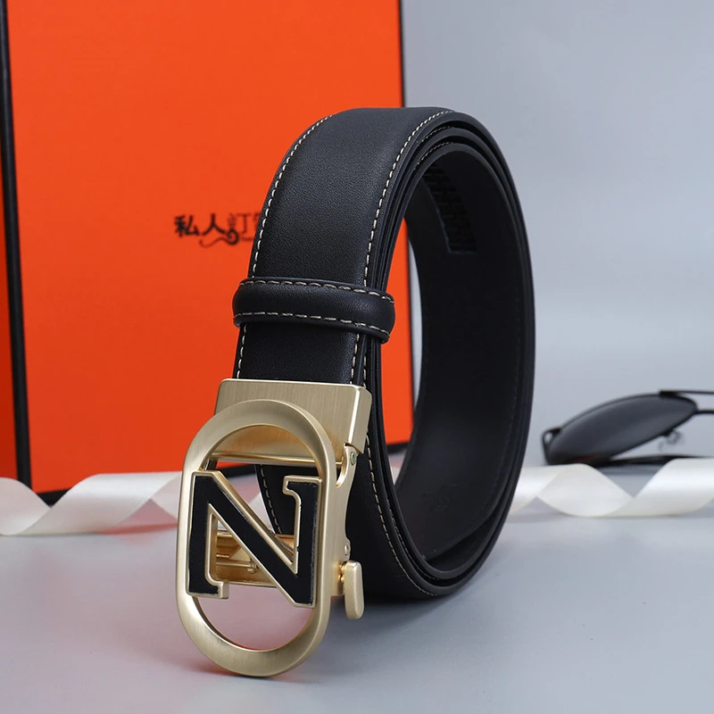 centrekoala男士真牛皮皮带时尚休闲腰带潮流经典裤腰带黑色