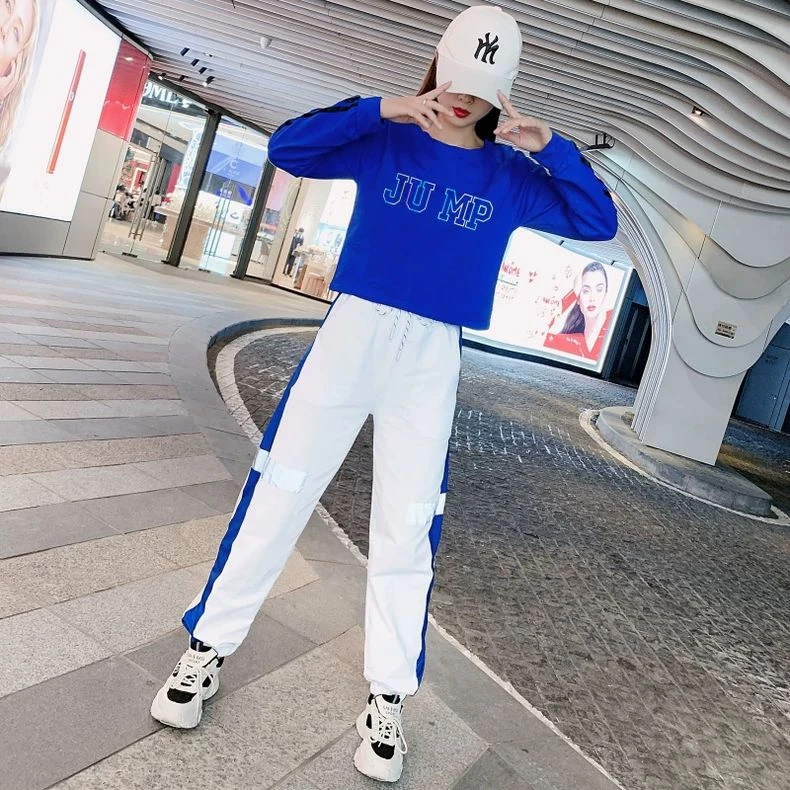 爵士舞广场舞服装新款曳步舞运动套装秋季长袖健身操跳舞表演衣服