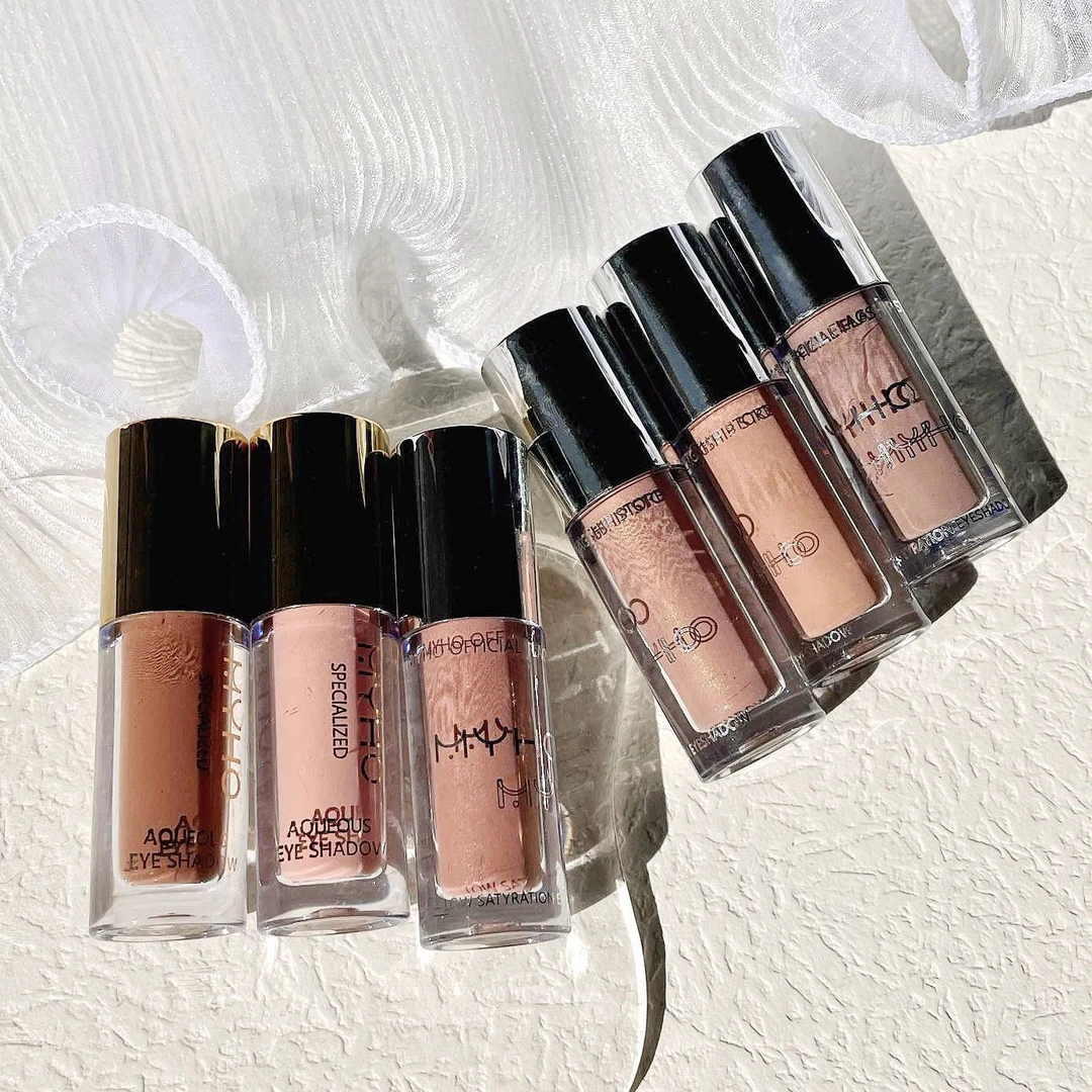 MYHO低饱和灰粉奶咖哑光液体眼影单色细闪纯欲风细腻丝滑眼影新手