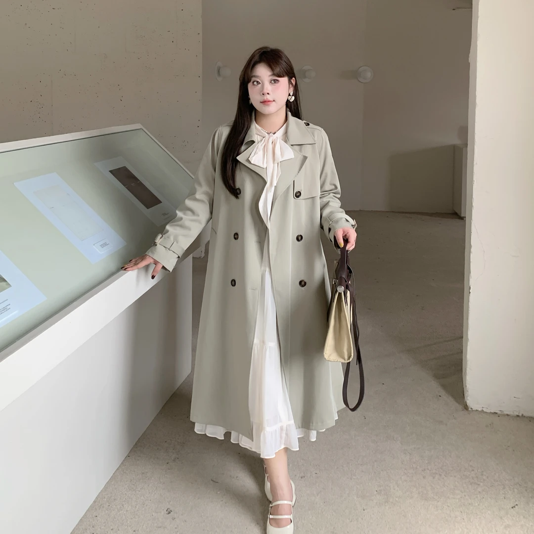 加州旧梦｜大码胖mm女装秋季显瘦宽松经典韩版风衣中长款外套