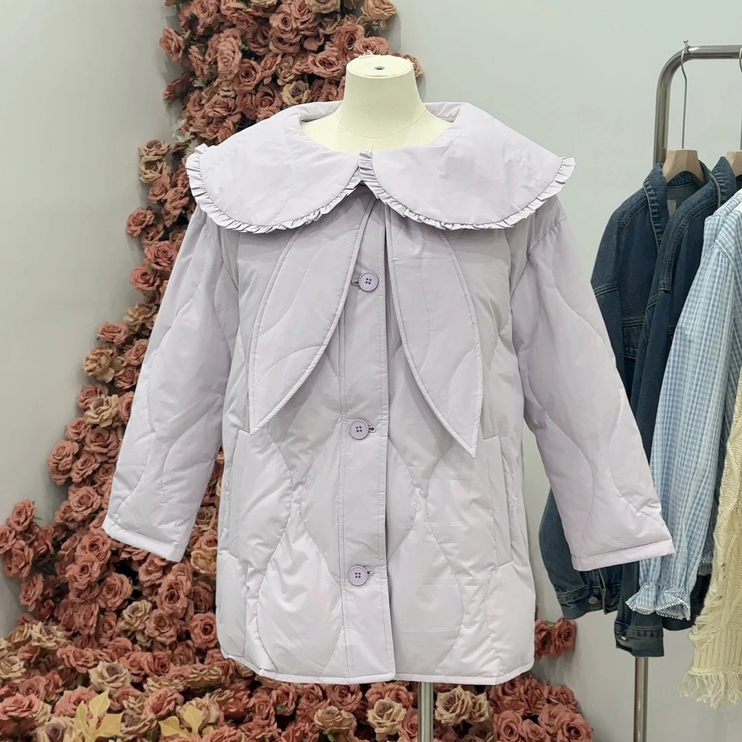 紫薯芋泥｜大码娃娃领90白鸭绒羽绒服外套女冬季加绒加厚保暖甜美