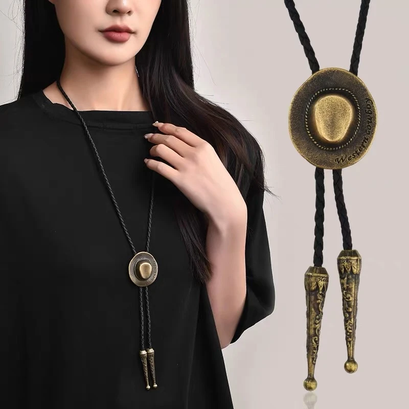 非金属皮质项链 西部牛仔波洛领带个性休闲风时尚领绳长款项链女