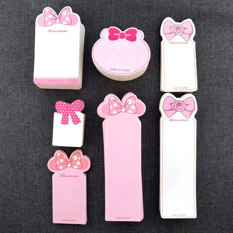 蝴蝶结发夹包装卡片可爱女生卡纸发夹五卡位吊卡六卡发饰100张/捆