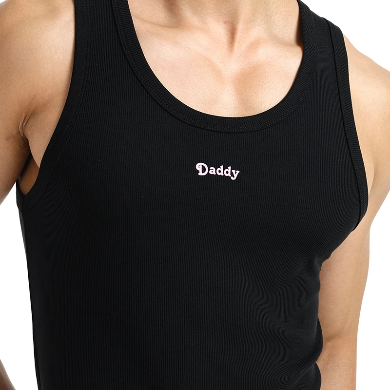 sockkon男士黑色硅胶Daddy莱赛尔四季修身螺纹弹力打底内衣背心