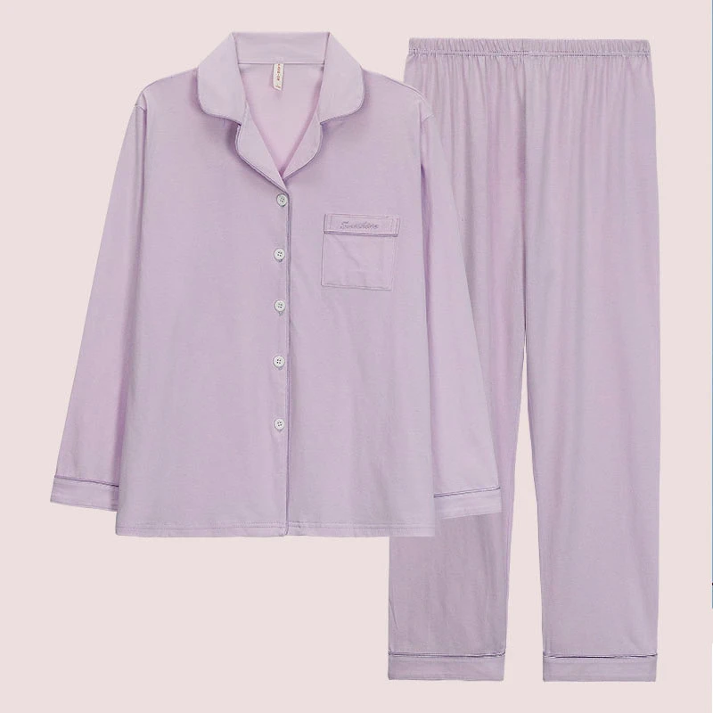 howfun【专属】情侣睡衣女士春夏秋季纯棉长袖家居服男套装