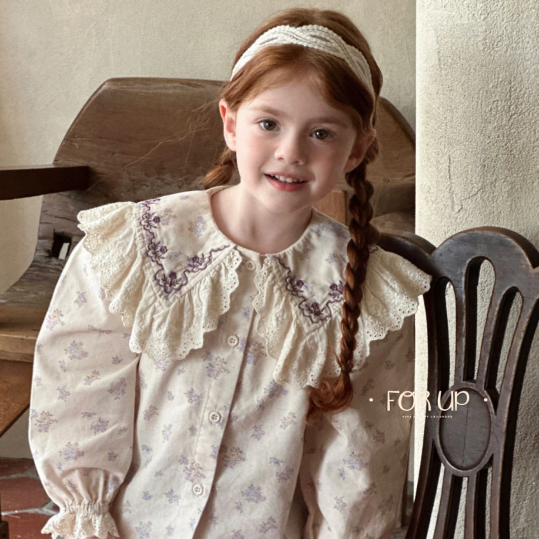 【现货】243-FU-79065紫罗兰 [FOR UP]法式梵诺花蔓刺绣娃娃衫