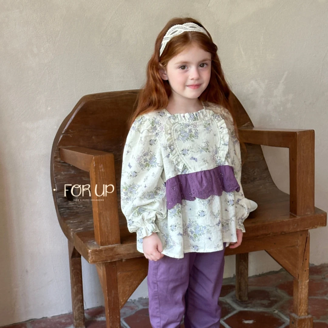 【现货】243-FU-79058藤蔓紫 [FOR UP]法式妮恩爱心花边娃娃衫