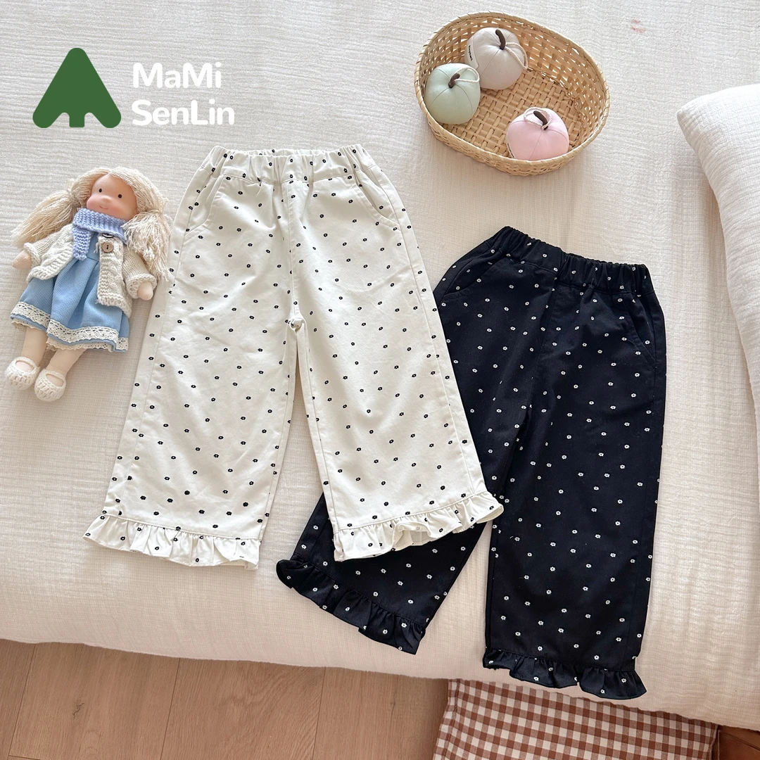 【现货】243-MMSL-243063 童装2024年秋季新款印花花边脚口休闲裤