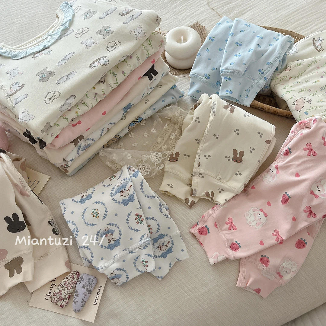 【现货】244-MTZI-2023组合 童装2024年冬季羊毛蚕丝保暖家居服套装