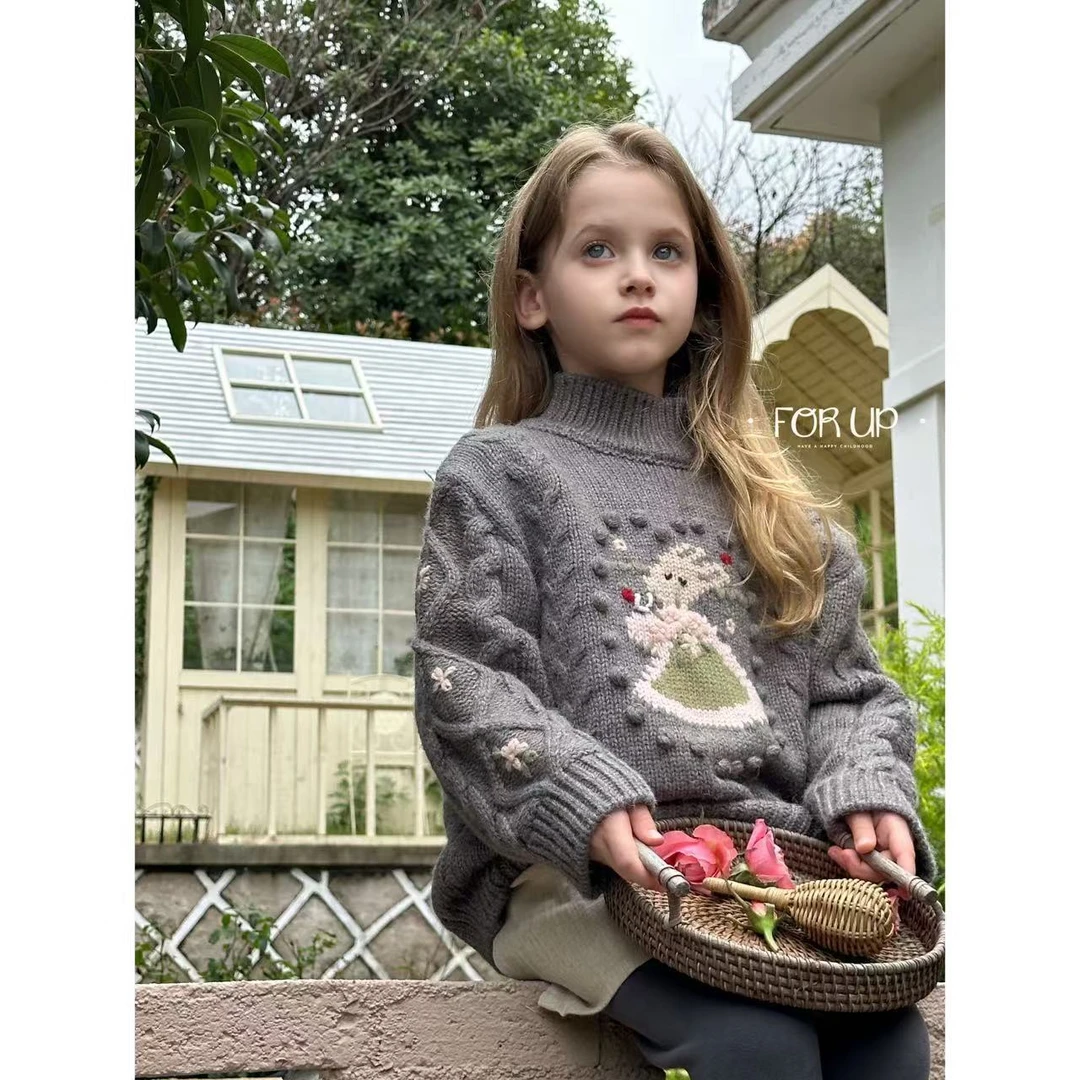 [FOR UP]冬季新款法式花羽兔手工刺绣毛衣244-FU-79911多色