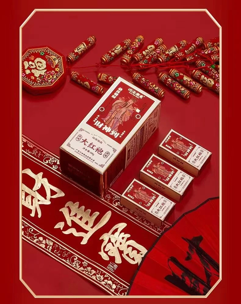 四海潮商财神到大红袍 武夷岩茶乌龙茶开门红财神到果香型150克盒