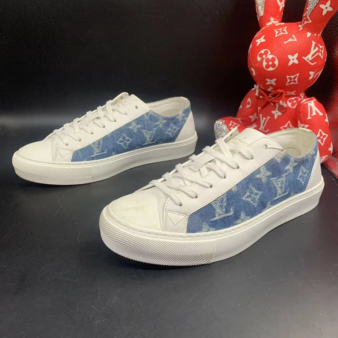 【聚星折扣】LouisVuitton/路易威登男士白蓝牛仔半印板鞋41码