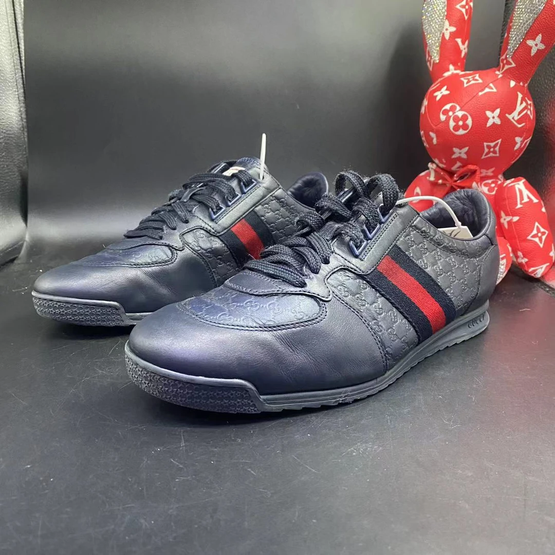 【聚星福利】GUCCI/古驰95新男士休闲舒适蓝色高尔夫板鞋42欧码ao