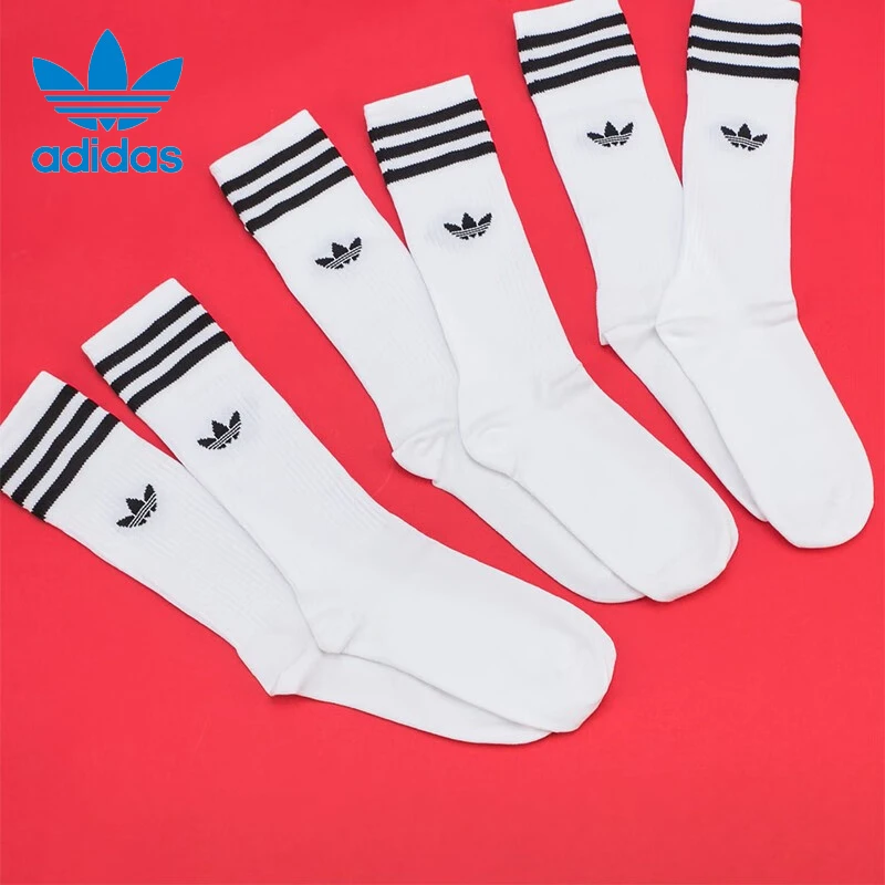 Adidas/阿迪达斯三叶草长筒秋冬季黑白男女休闲袜运动袜子S21489