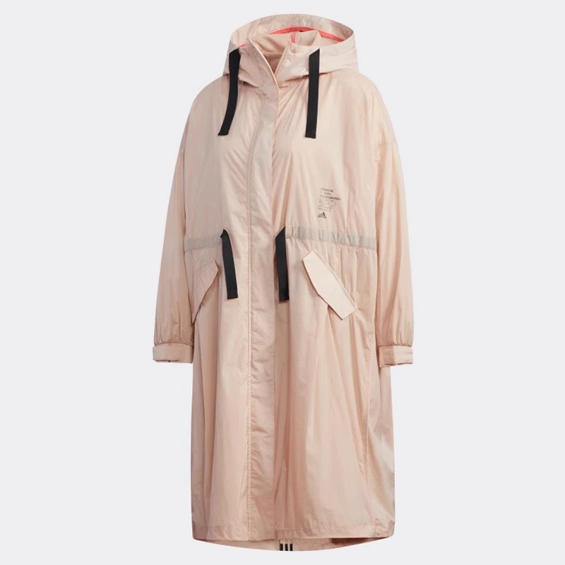 Adidas/阿迪达斯流光风女子秋季连帽梭织中长运动夹克外套 GF0120