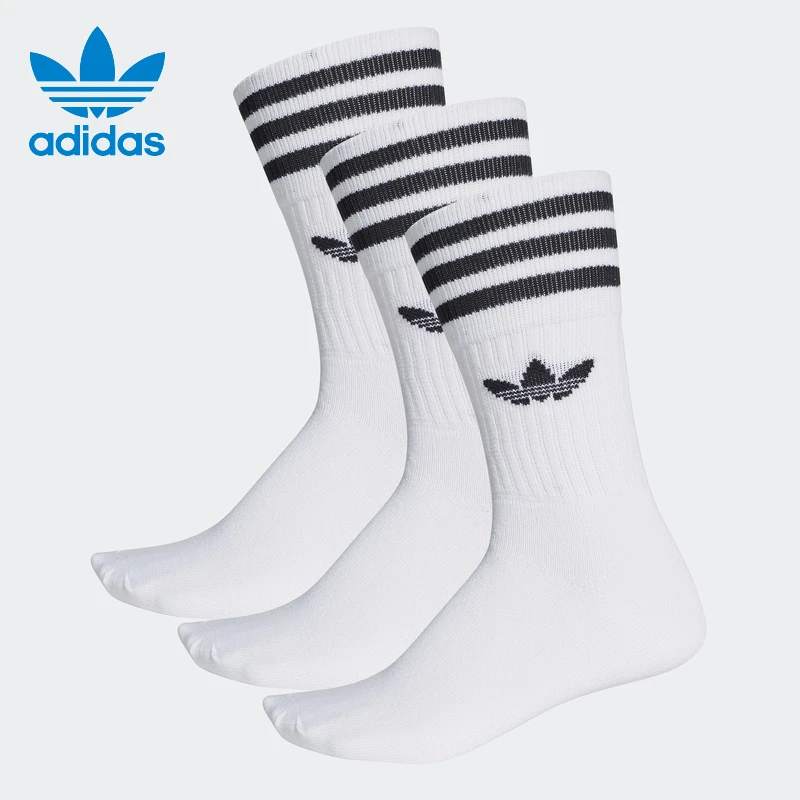 Adidas/阿迪达斯三叶草百搭男女条纹运动休闲透气舒适袜子S21489