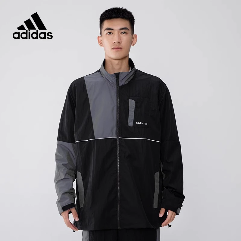 Adidas/阿迪达斯立领夹克男秋季新款工装拼接运动服外套HE7948