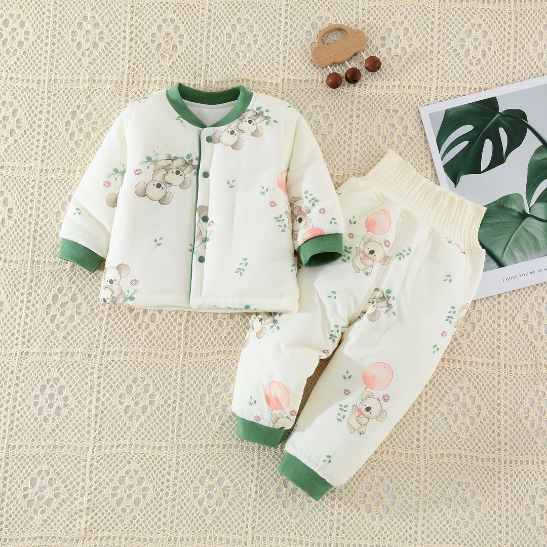 【120克棉服套装】婴儿分体纯棉衣服高腰互肚可开裆纯棉秋冬款